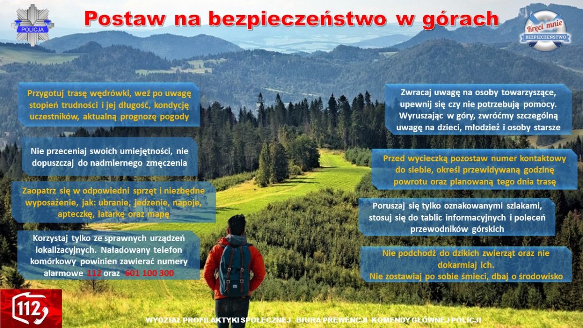 Infografika Postaw na bezpieczeństwo w górach. Wersja dostępna cyfrowo w załączniku