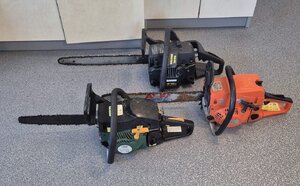 trzy piły spalinowe odzyskane