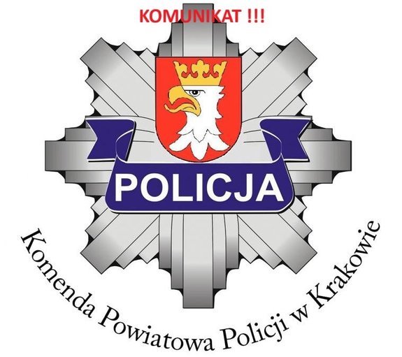 logo KPP Kraków z napisem Komunikat