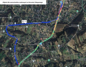 mapka z objazdem
