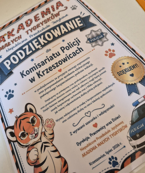 podziękowanie dla komisariatu policji w Krzeszowicach