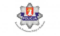 Gwiazda policyjna z herbem powiatu krakowskiego i napisem POLICJA