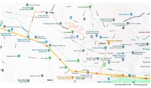 mapa z wyznaczonym objazdem w Nielepicach (2)